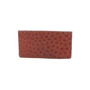 Designer Womens Ostrich Skin Open Front Wallet Chestnut Brown